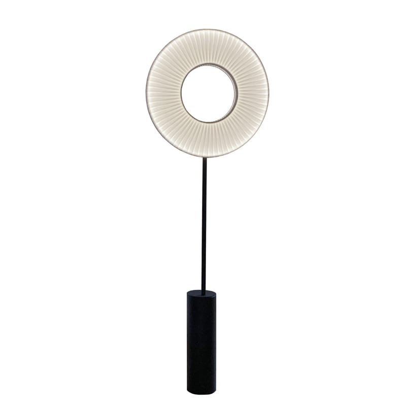 Luminaire - Lampadaires - Lampadaire Iris tissu blanc LED / H 140 x Ø 50 cm / Eclairage recto-verso - Dix Heures Dix - Blanc & noir - Métal laqué, Tissu polyester
