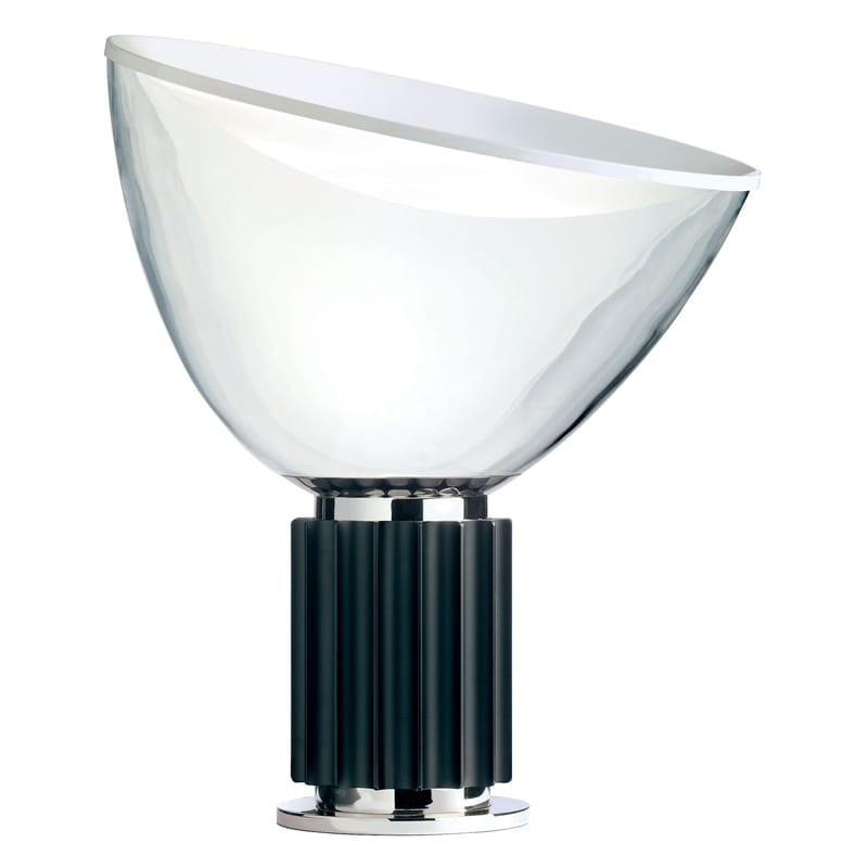 Luminaire - Lampes de table - Lampe de table Taccia LED verre noir / H 64,5 cm - Castiglioni, 1962 - Flos - Noir / Transparent - Aluminium, Verre soufflé bouche