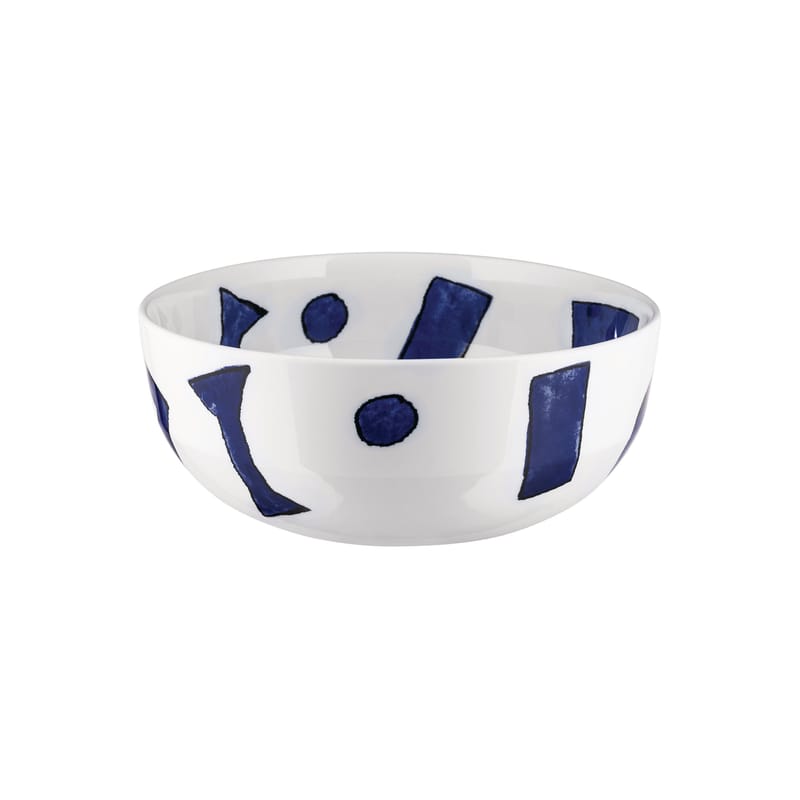 Table et cuisine - Saladiers, coupes et bols - Saladier Itsumo - Yunoki céramique bleu / Ø 25 x H 11 cm - Alessi - Blanc & bleu - Porcelaine