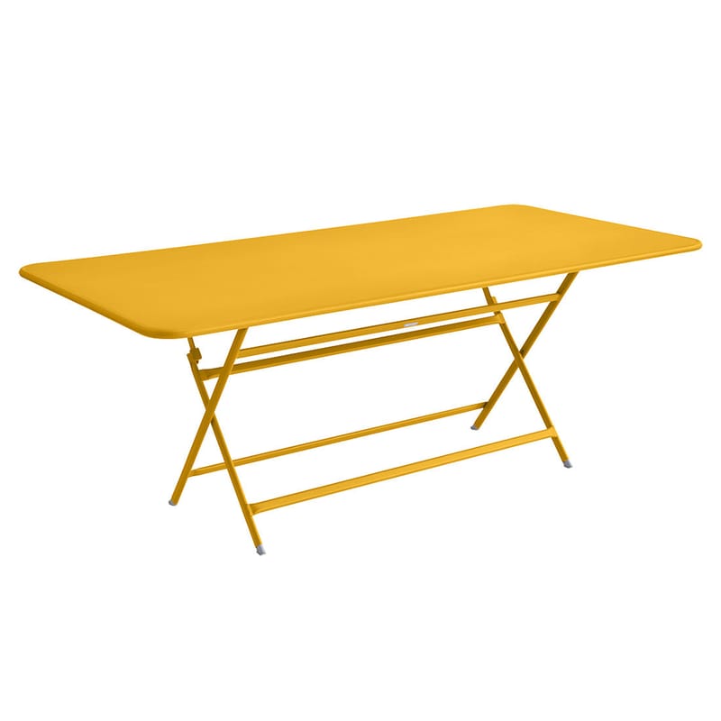 Jardin - Tables de jardin - Table pliante Caractère métal jaune / 90 x 190 cm - 8 à 10 personnes - Fermob - Miel texturé - Acier laqué