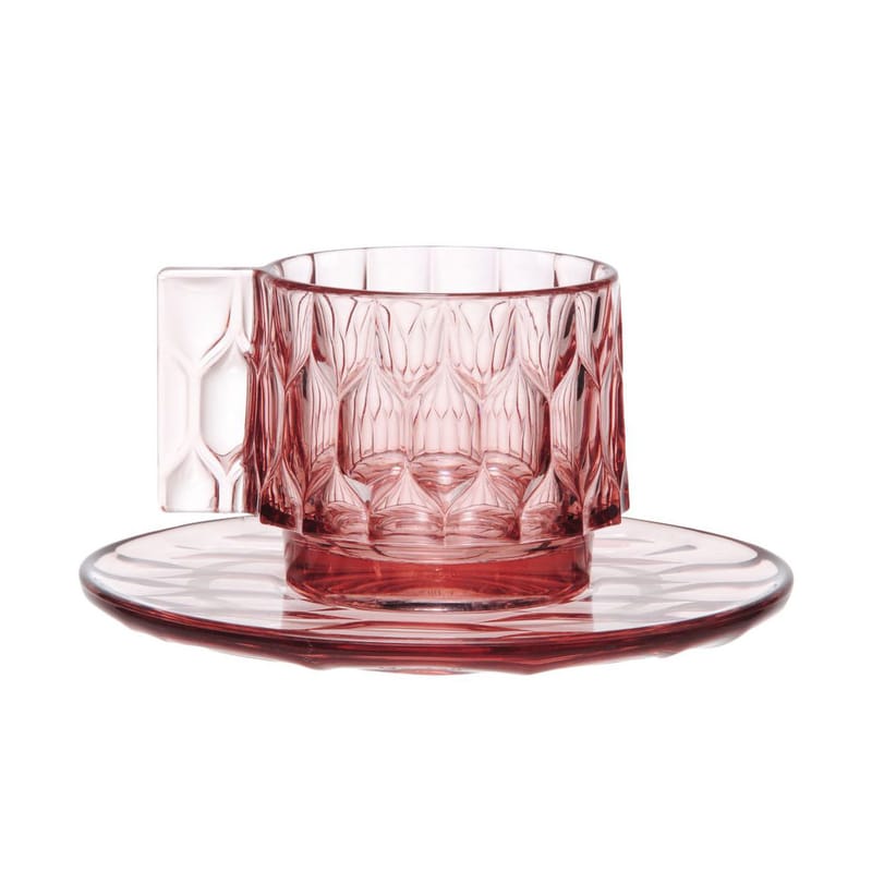 Table et cuisine - Tasses et mugs - Tasse à café Jellies Family plastique rose / Set tasse + soucoupe - Kartell - Rose - Technopolymère thermoplastique