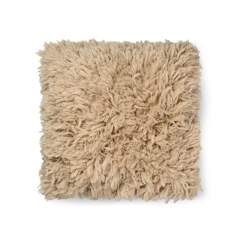 Décoration - Coussins - Coussin Meadow tissu beige / Poils longs - 50 x 50 cm / Tufté et tissé à la main - Ferm Living - Beige -  Duvet,  Plumes, Laine
