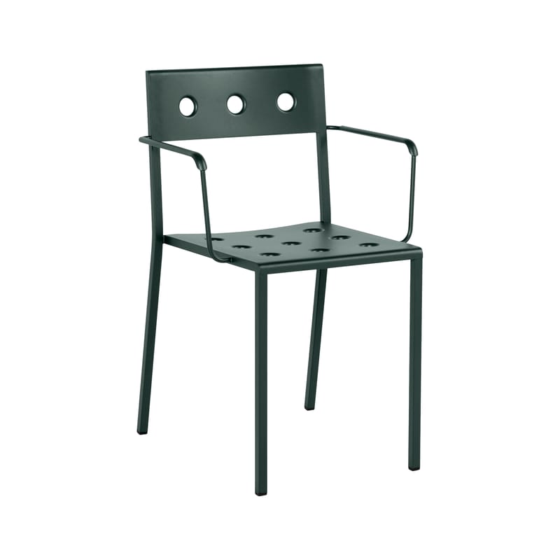 Mobilier - Chaises, fauteuils de salle à manger - Fauteuil empilable Balcony métal vert / Bouroullec, 2022 - Hay - Vert forêt - Acier peinture poudre
