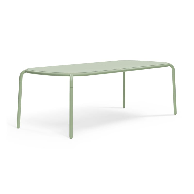 Jardin - Tables de jardin - Table rectangulaire Toní Tablo métal vert / 220 x 99 cm - Trou pour parasol - Fatboy - Table / Vert - Aluminium
