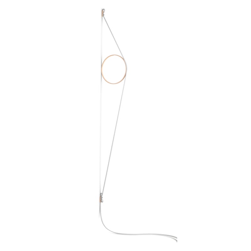 Luminaire - Appliques - Applique Wirering métal blanc rose / LED - H 208 cm - Flos - Câble blanc / Anneau rose - Aluminium, Caoutchouc
