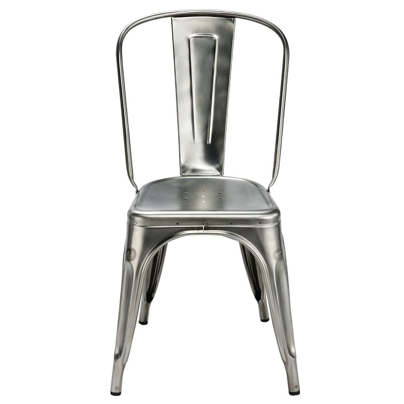 Mobilier - Chaises, fauteuils de salle à manger - Chaise empilable A Indoor métal / Acier brut - Pour l\'intérieur - Tolix - Acier brut verni brillant - Acier brut verni brillant recyclé