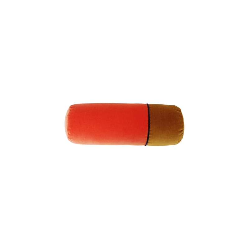 Décoration - Coussins - Coussin Tube court tissu rouge orange par José Lévy / Ø 15 x L 42 cm - Exclusivité Made In Design - Lelièvre Paris - Capucine / Biche (velours) - Mousse, Tissu