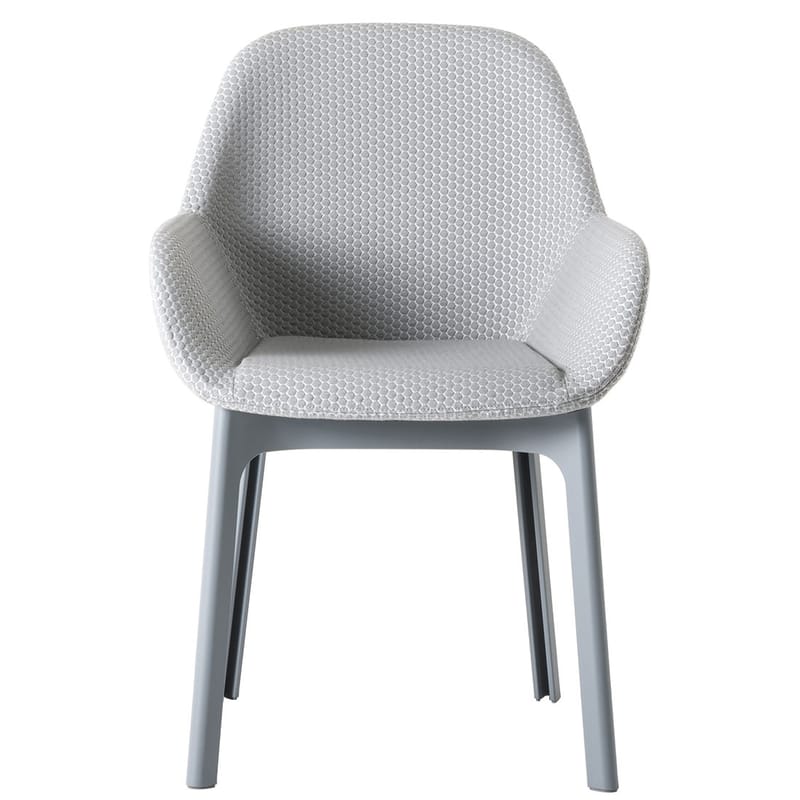 Mobilier - Chaises, fauteuils de salle à manger - Fauteuil rembourré Clap tissu gris - Kartell - Gris / Pieds gris - Polyuréthane, Technopolymère thermoplastique, Tissu