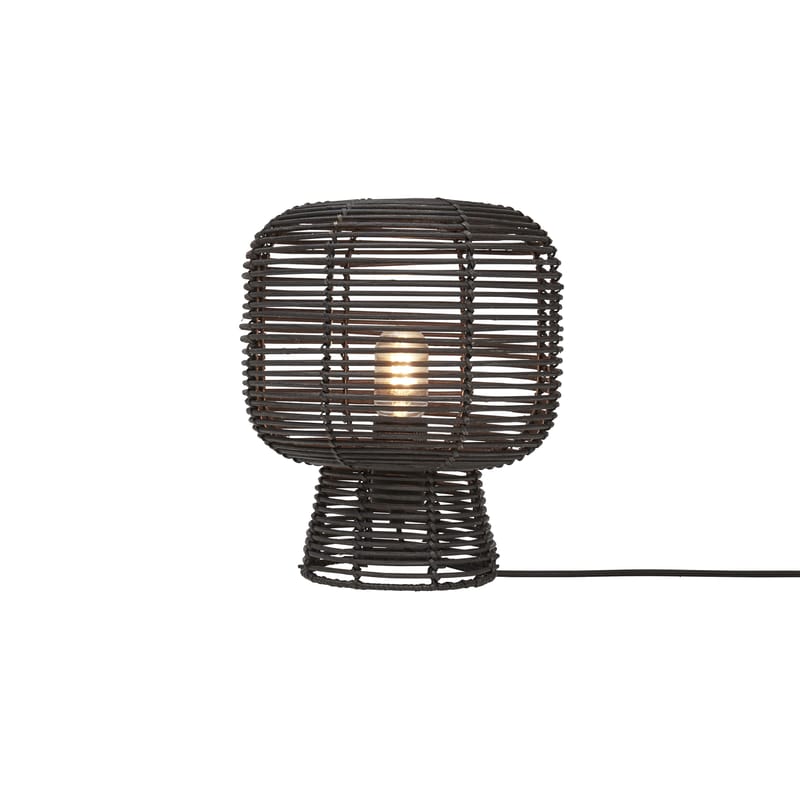 Luminaire - Lampes de table - Lampe de table Tanami fibre végétale bois noir / rotin / Ø 27 x H 30 cm - GOOD&MOJO - Noir - Fer, Rotin