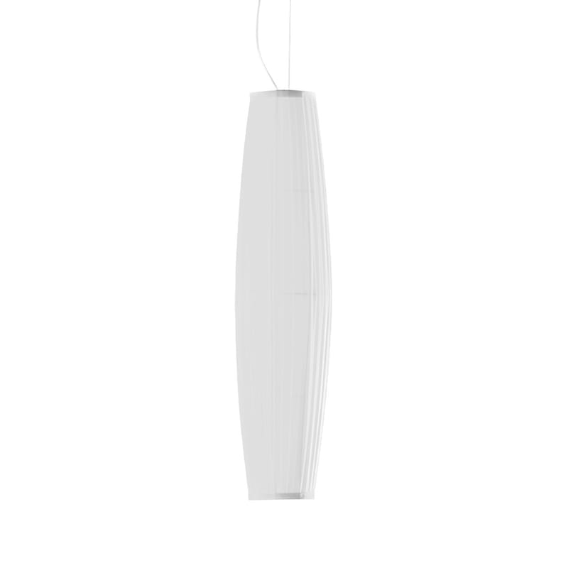 Lighting - Pendant Lighting - Colonne Pendant textile white H 90 cm - Dix Heures Dix - White - Polyester fabric