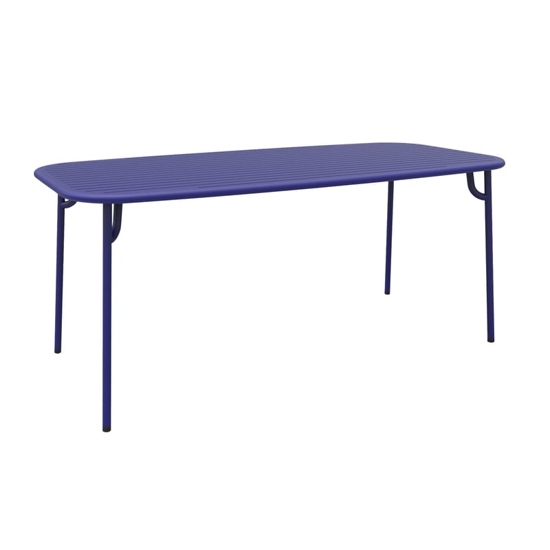 Outdoor - Garden Tables - Week-end Rectangular table metal blue 180 x 85 cm / Aluminium - Petite Friture - Blue - Powder coated epoxy aluminium