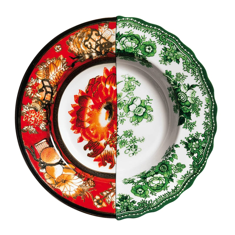 Tableware - Plates - Hybrid Cecilia Soup plate ceramic multicoloured Ø 25,4 cm - Seletti - Cecilia - China