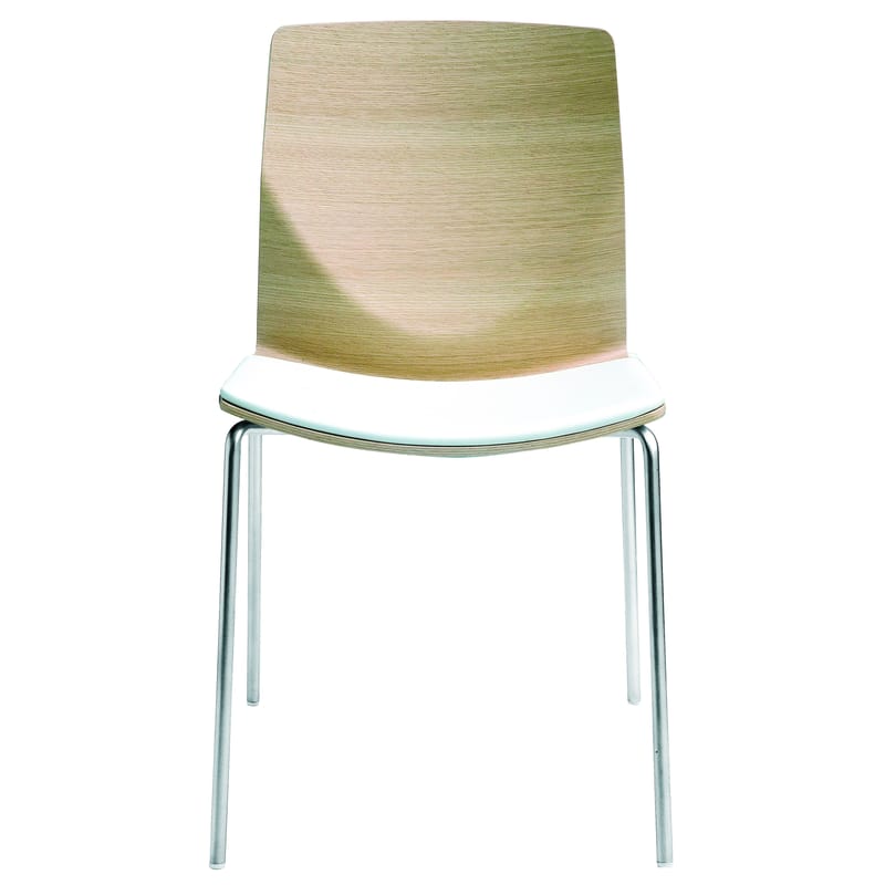 Furniture - Chairs - Kai Stacking chair white natural wood Wood - Lapalma - Blanched oak - Bleached oak plywood, Sandy steel