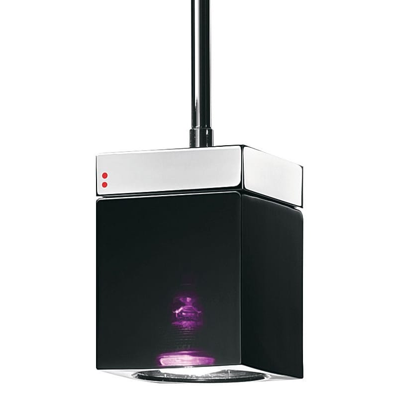 Luminaire - Suspensions - Suspension Cubetto - Black Glass verre noir violet 1 élément - Fabbian - Noir / violet - Métal chromé, Verre
