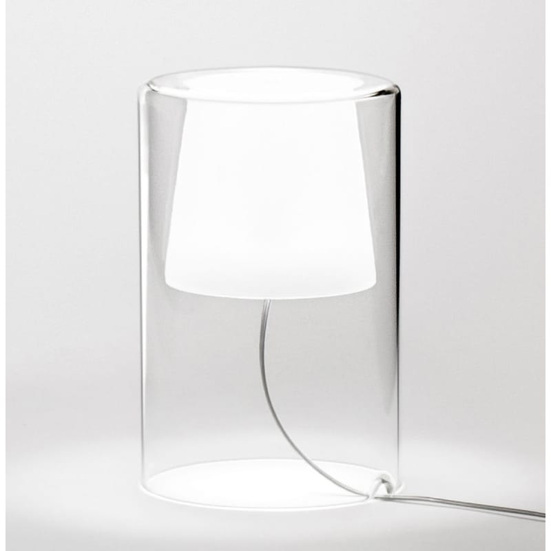 Lighting - Table Lamps - Join Smal Table lamp glass white transparent - Vibia - H 21 cm / Transparent & white - Blown glass