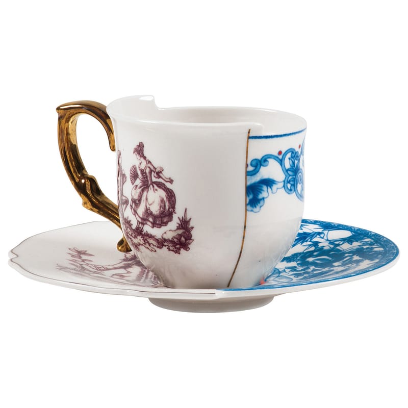 Table et cuisine - Tasses et mugs - Tasse à café Hybrid Eufemia céramique multicolore / Set tasse à café + soucoupe - Seletti - Eufemia - Porcelaine