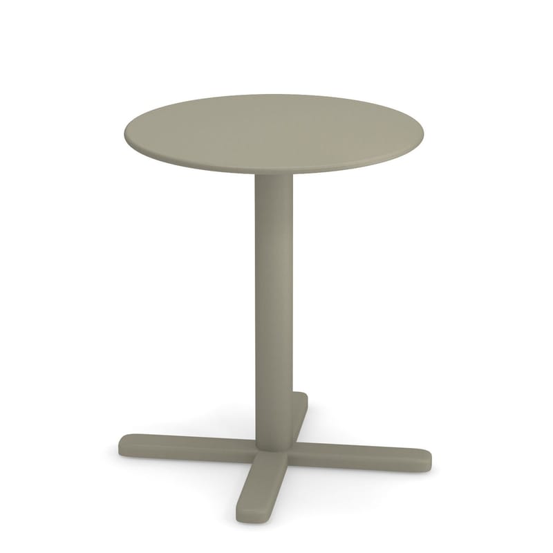 Outdoor - Tavoli  - Tavolo pieghevole Darwin metallo verde grigio / Ø 60 cm - Emu - Grigio-Verde - Acciaio verniciato