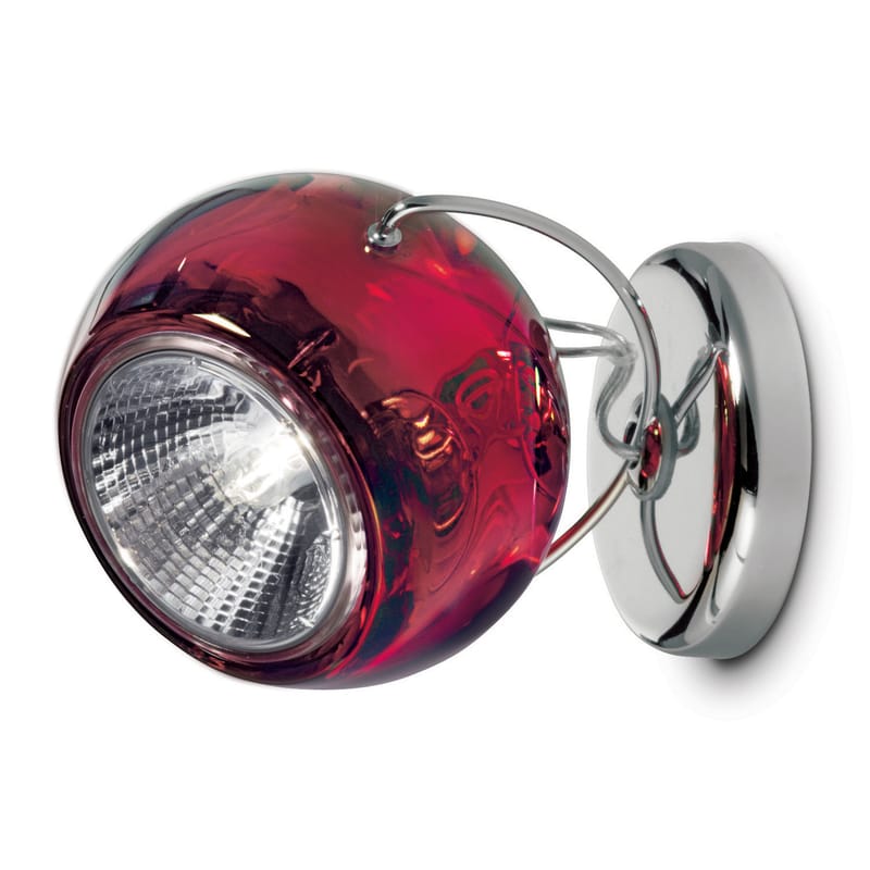 Luminaire - Appliques - Applique Beluga métal verre rouge / Plafonnier - Fabbian - Rouge transparent - Métal chromé, Verre