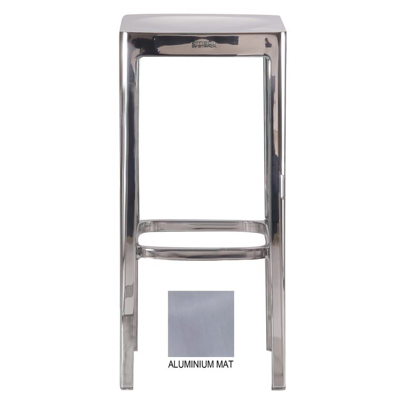Furniture - Bar Stools - Outdoor Bar stool metal H 76 cm - Metal - Emeco - Brushed aluminium - Recycle aluminium