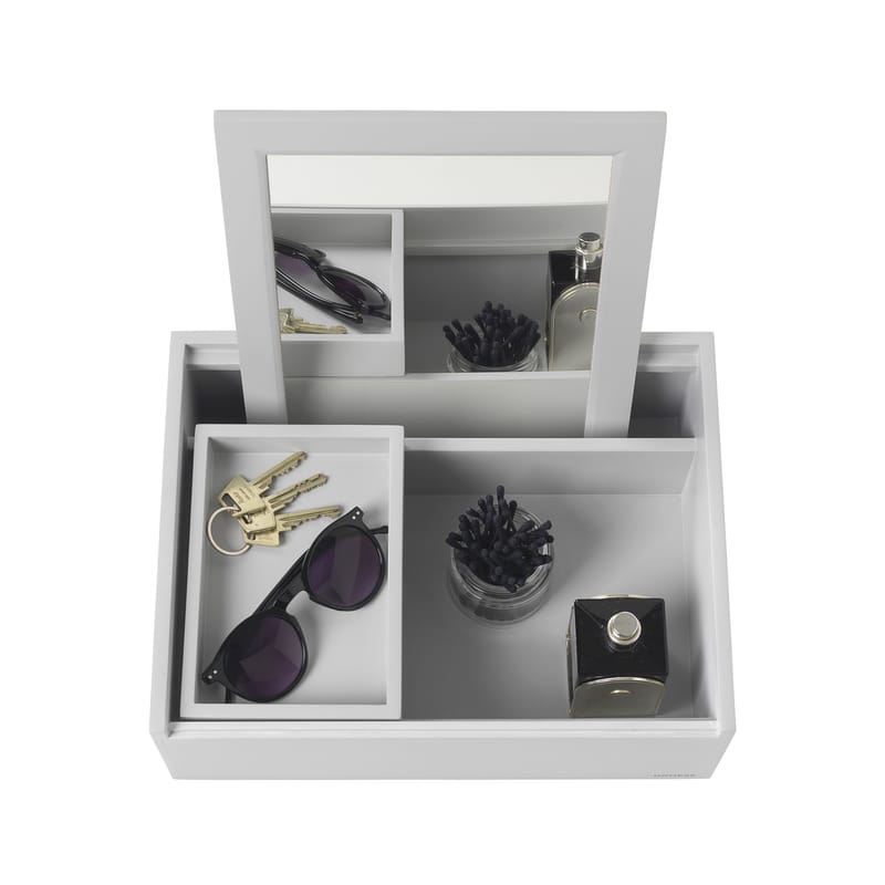 Décoration - Boîtes déco - Boîte à maquillage Balsabox Personal MINI bois gris / Coiffeuse - 33 x 25 cm - Nomess - Gris - Contreplaqué de bois