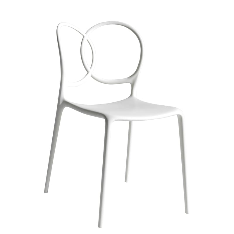 Mobilier - Chaises, fauteuils de salle à manger - Chaise empilable Sissi Outdoor plastique blanc - Driade - Blanc - Fibre de verre, Polyéthylène, Polypropylène