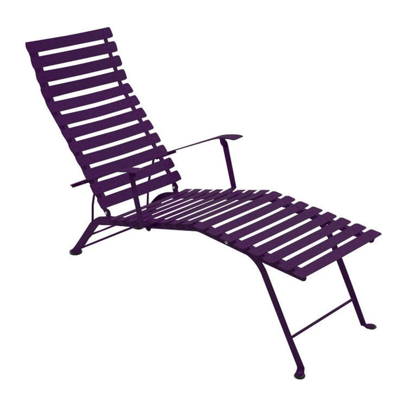 Jardin - Bains de soleil, chaises longues et hamacs - Chaise longue pliable inclinable Bistro métal violet / Accoudoirs - Fermob - Aubergine - Acier laqué