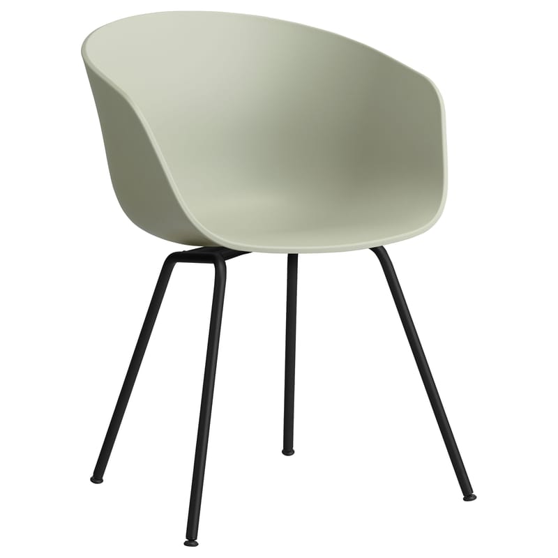 Mobilier - Chaises, fauteuils de salle à manger - Fauteuil  About a chair AAC26 plastique vert / Recyclé - Hay - Vert pastel / Pieds noirs - Acier laqué, Polypropylène recyclé
