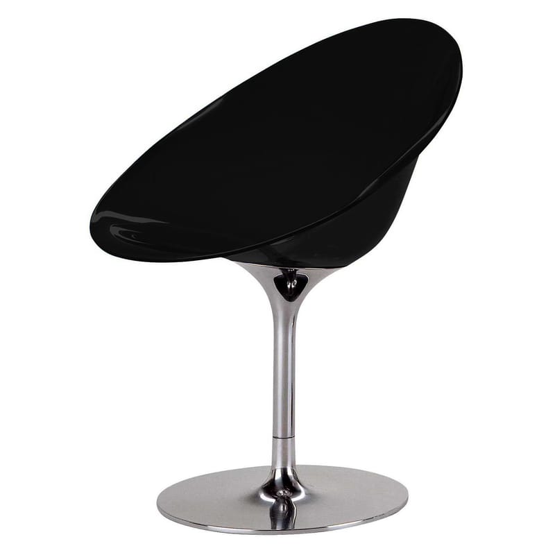 Mobilier - Chaises, fauteuils de salle à manger - Fauteuil pivotant Ero/S/ plastique noir / Philippe Starck, 2001 - Kartell - Noir opaque - Acier chromé, Polycarbonate
