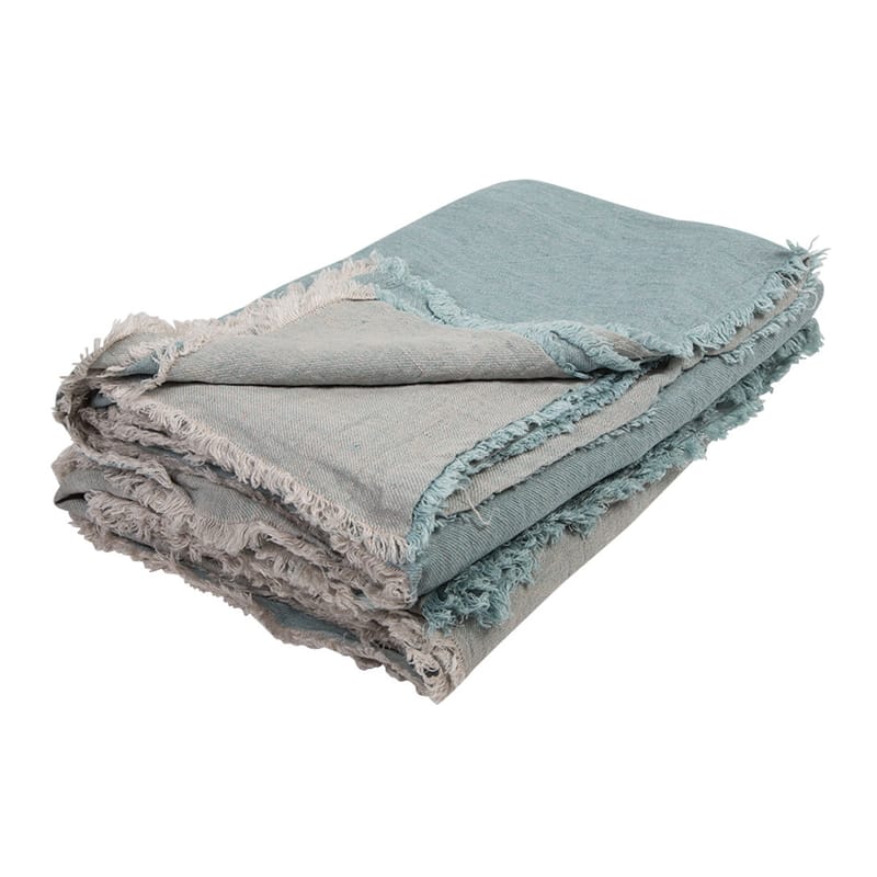 Décoration - Textile - Plaid Vice Versa tissu bleu vert / 140 x 250 cm - Lin - Maison de Vacances - Aqua - Lin Lavé Froissé