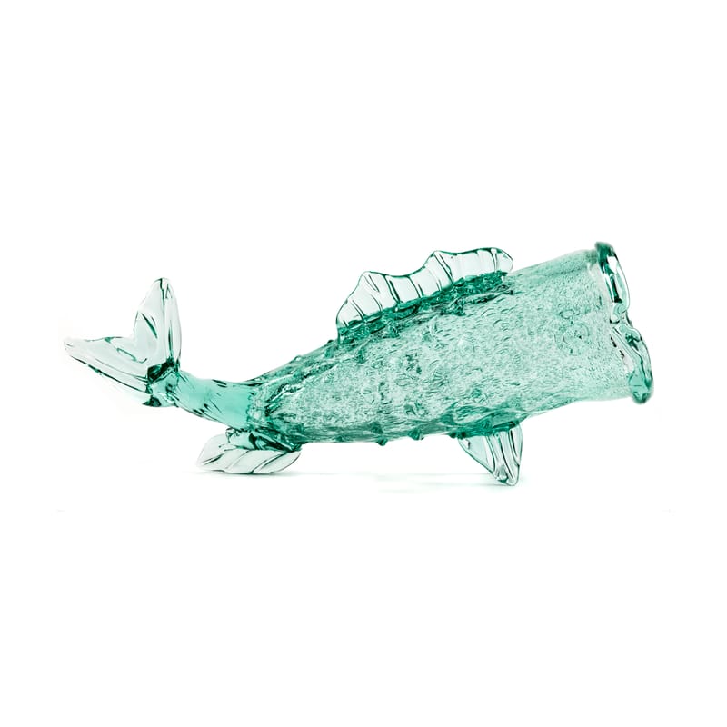 Décoration - Vases - Pot Fish Long verre vert / Verre recyclé - fait main / L 48 x H 20 cm - Pols Potten - Long / Vert transparent - Verre recyclé