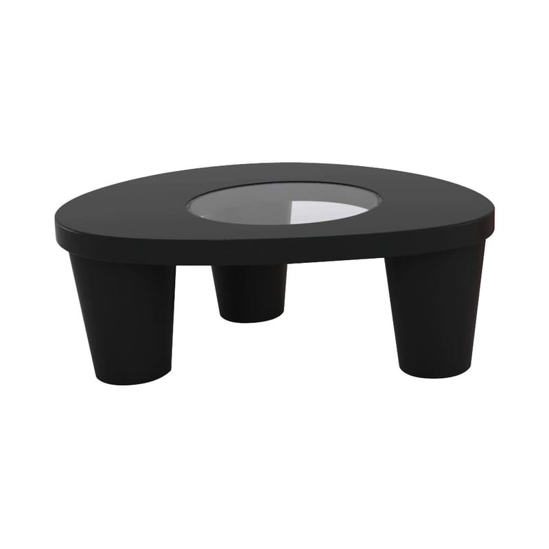 Mobilier - Tables basses - Table basse Low Lita verre plastique noir / 90 x 74 cm - Slide - Noir - Polyéthylène recyclable, Verre