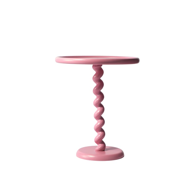 Mobilier - Tables basses - Table d\'appoint Twister métal rose / Ø 46 x H 56 cm - Fonte aluminium - Pols Potten - Rose - Fonte d\'aluminium