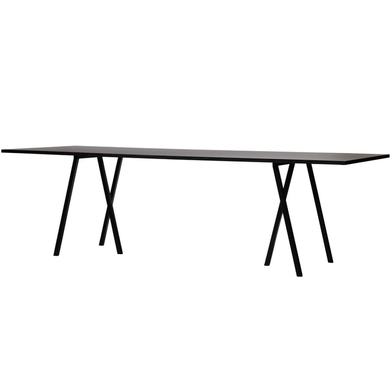 Mobilier - Tables - Table rectangulaire Loop  / L 180 cm - Stratifié finition linoleum - Hay - Noir - Acier laqué