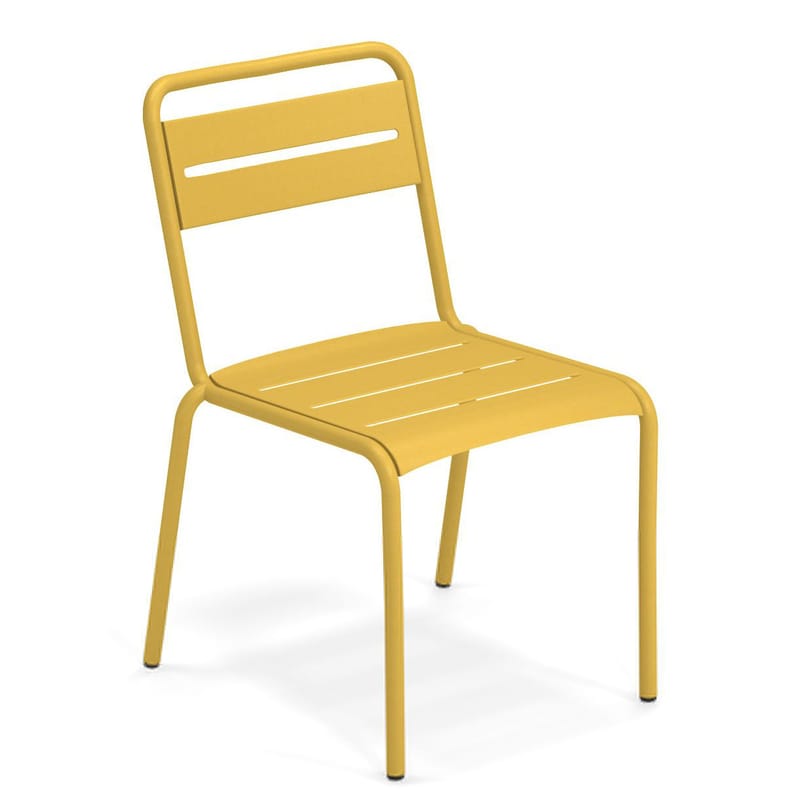Mobilier - Chaises, fauteuils de salle à manger - Chaise empilable Star métal jaune - Emu - Curry - Acier verni
