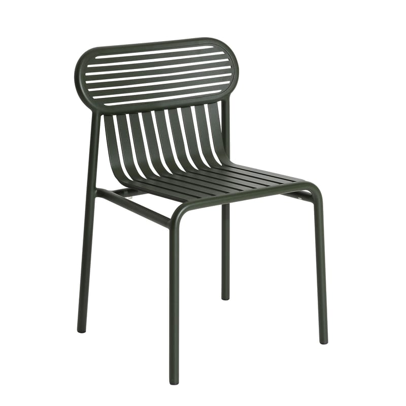 Mobilier - Chaises, fauteuils de salle à manger - Chaise empilable Week-End métal vert / Aluminium - Petite Friture - Vert Bouteille - Aluminium thermolaqué époxy