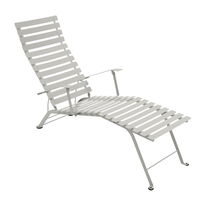 Jardin - Bains de soleil, chaises longues et hamacs - Chaise longue pliable inclinable Bistro métal gris / Accoudoirs - Fermob - Gris argile - Acier laqué