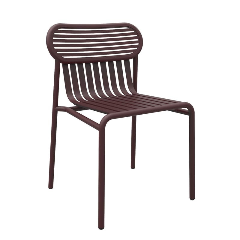 Mobilier - Chaises, fauteuils de salle à manger - Chaise Week-end métal rouge violet / Aluminium - Petite Friture - Bordeaux - Aluminium thermolaqué époxy