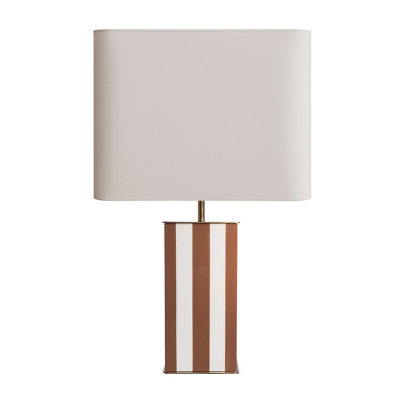 Luminaire - Lampes de table - Lampe de table Elysée tissu bois orange / H 71 cm - RED Edition - Sienne & Ivoire - Bois laqué, Laiton, Lin