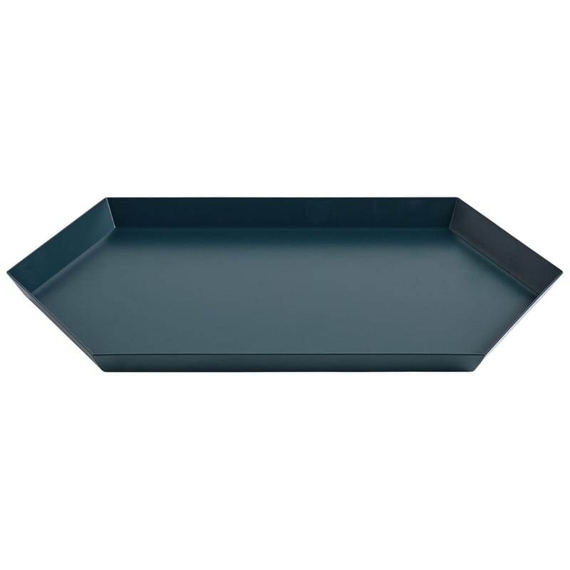 Table et cuisine - Plateaux et plats de service - Plateau Kaleido Medium métal vert / 33,5 x 19,5 cm - Hay - Vert foncé - Acier peint