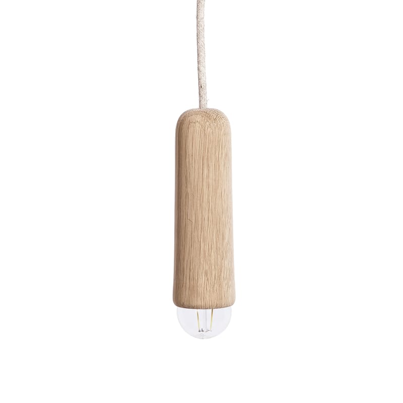 Luminaire - Suspensions - Suspension Luce Long bois naturel / Chêne - Ø 6 x H 19 cm - Hartô - Chêne naturel - Chêne massif