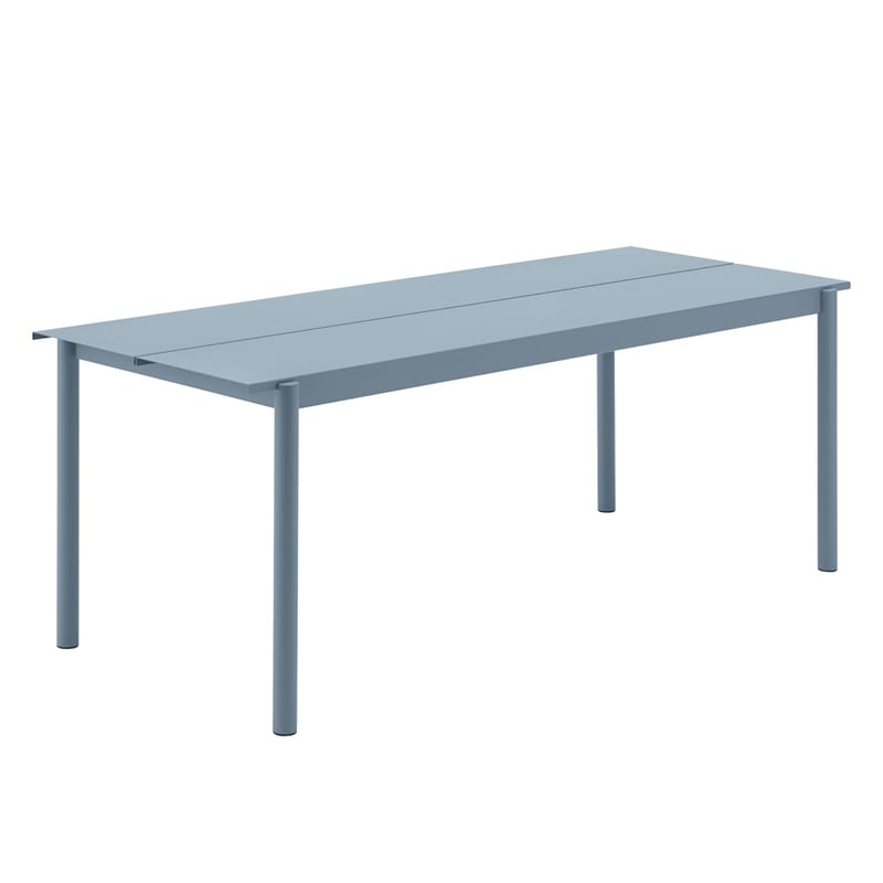 Jardin - Tables de jardin - Table rectangulaire Linear métal bleu /  200 x 75 cm - Muuto - Bleu clair - Acier revêtement poudre