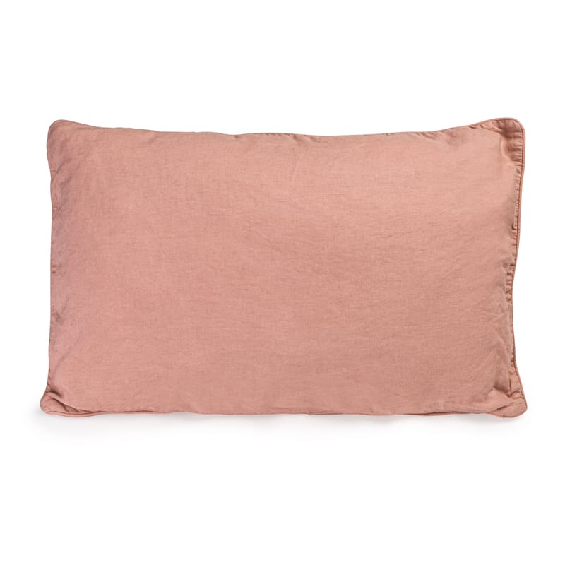 Decoration - Cushions & Poufs -  Cushion textile pink orange brown / 35 x 55 cm - Washed linen - Au Printemps Paris - Terracotta - Polyester, washed linen