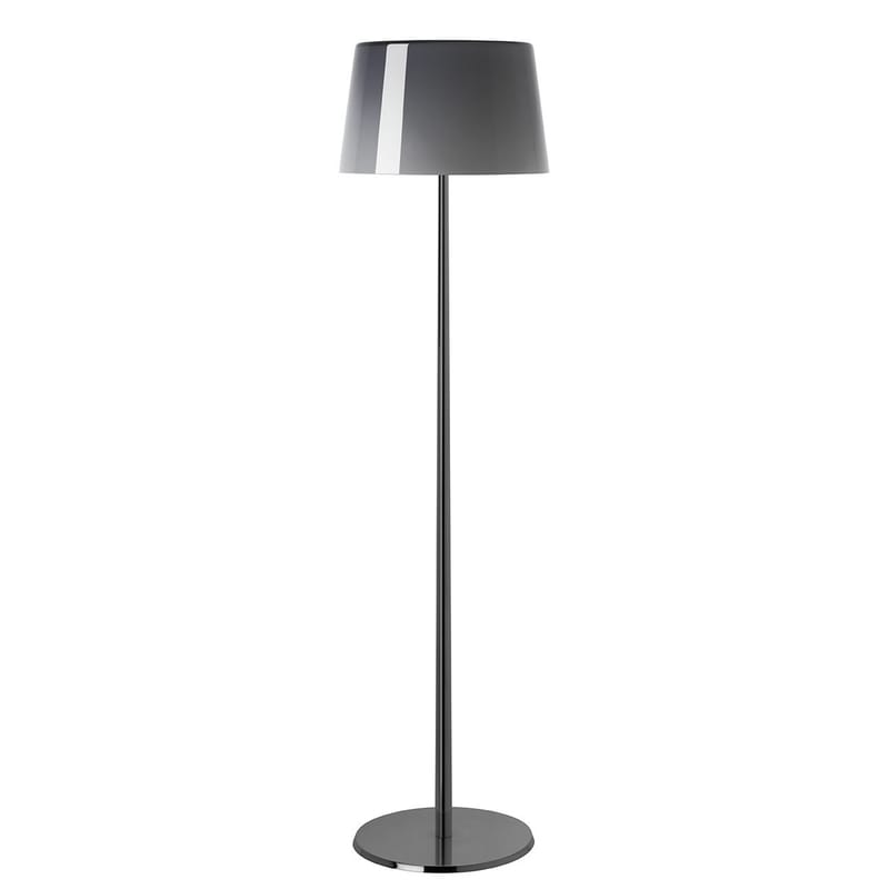 Lighting - Floor lamps - Lumière XXL Floor lamp metal glass grey H 144 cm - Foscarini - Grey / chromed leg - Blown glass, Varnished aluminium