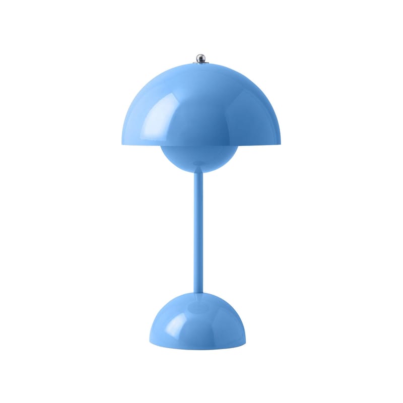 Luminaire - Lampes de table - Lampe sans fil rechargeable Flowerpot VP9 plastique bleu / Ø 16 x H 29 cm - Verner Panton, 1968 - &tradition - Bleu swim - Polycarbonate