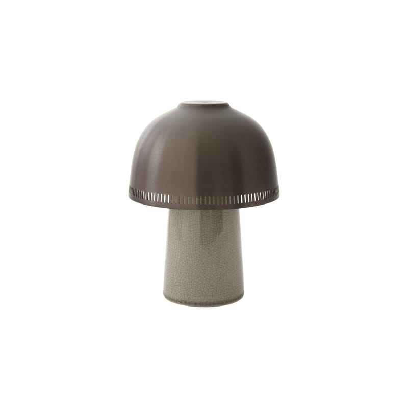 La boutique de Noël - Table pétillante - Lampe sans fil rechargeable Raku SH8 céramique métal / Céramique & métal - Ø 16 x H 21 cm - &tradition - Bronze / Pied beige - Aluminium, Céramique