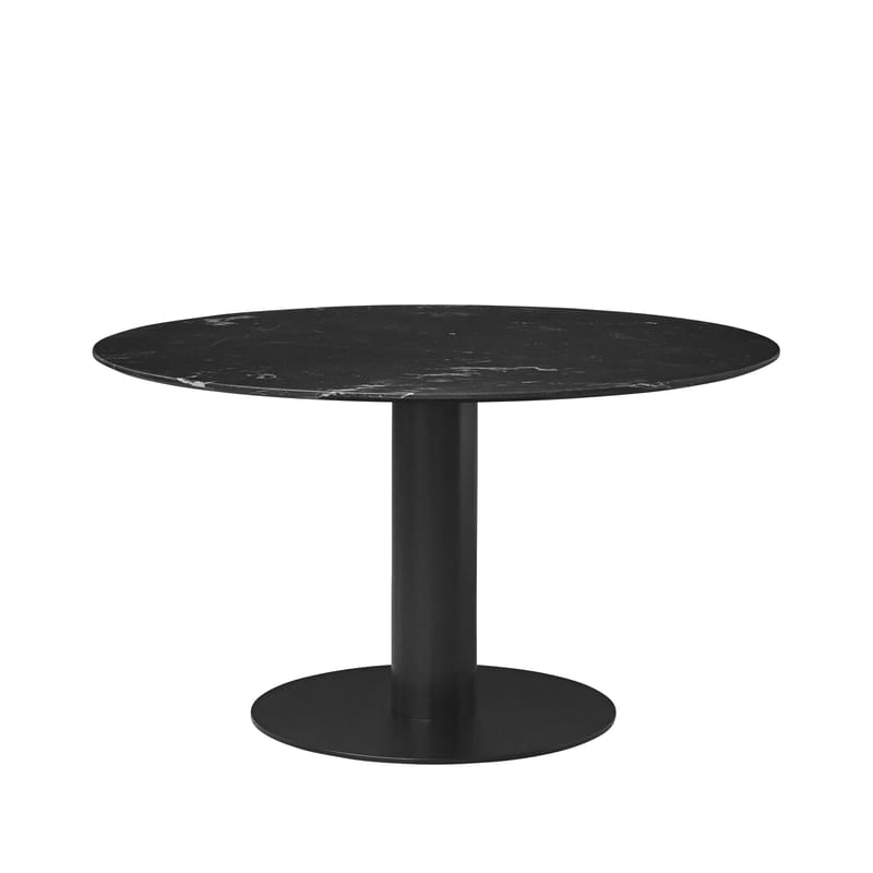Möbel - Tische - Runder Tisch 2.0 stein schwarz / Ø 130 cm  - Marmor - Gubi - Marmor, schwarz / Tischgestell schwarz - bemalter Stahl, Marmor