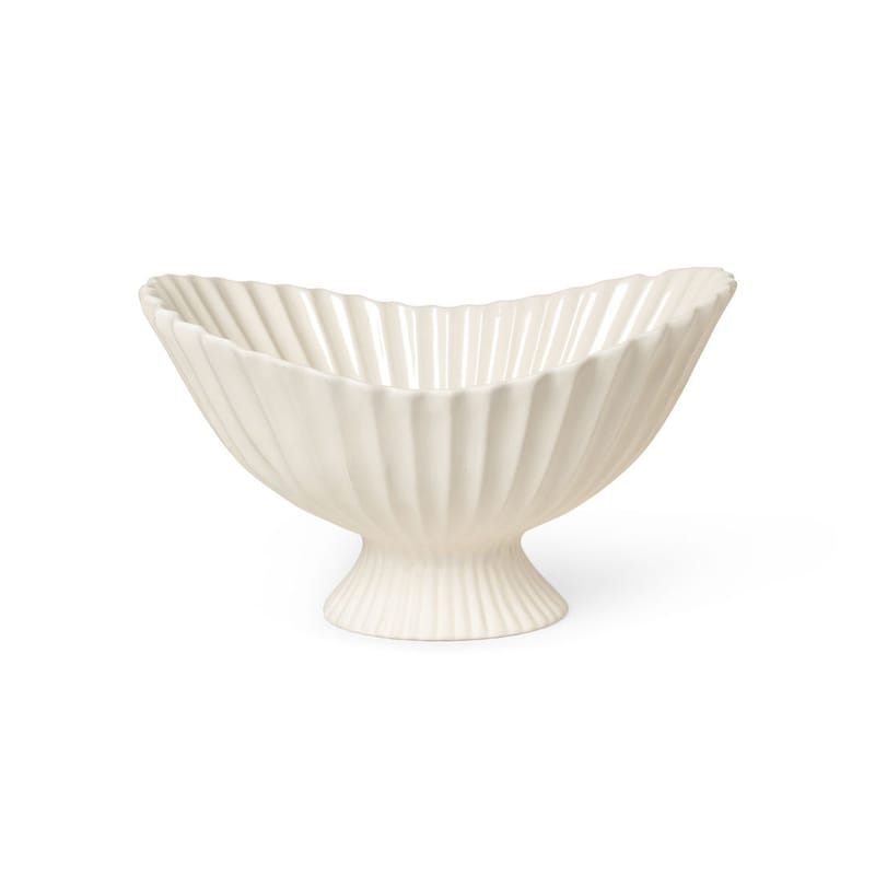 Tisch und Küche - Salatschüsseln und Schalen - Schale Fountain keramik weiß / Tafelaufsatz - 41 x 30 x H 24 cm - Ferm Living - Weiß - Sandstein