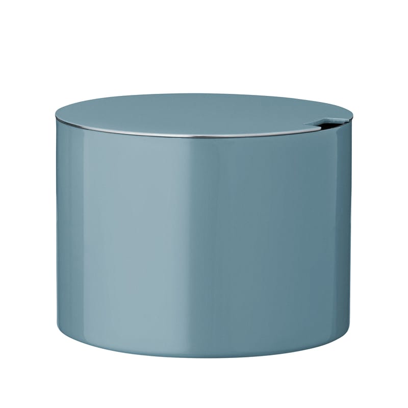 Table et cuisine - Boîtes et conservation - Sucrier Cylinda-Line métal bleu / Arne Jacobsen, 1967 - Stelton - Bleu turquoise - Acier inoxydable émaillé