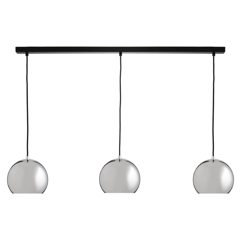 Luminaire - Suspensions - Suspension Ball Track métal / 3 éléments - L 100 cm - Frandsen - Chromé - Métal, Tissu