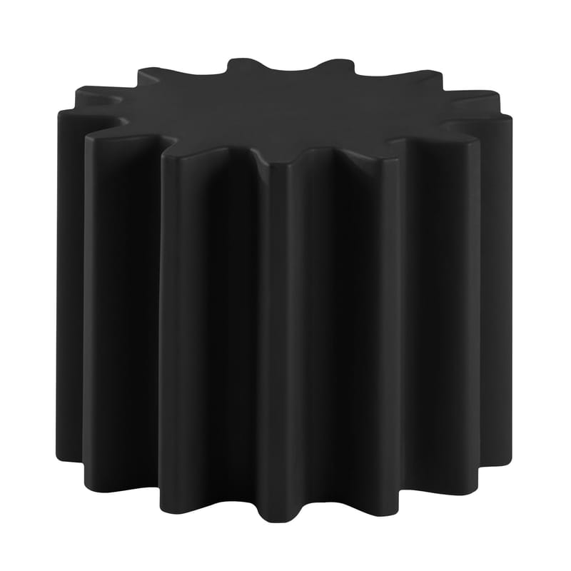 Mobilier - Tables basses - Table basse Gear plastique noir / Pouf - Ø 55 x H 43 cm - Slide - Noir - polyéthène recyclable
